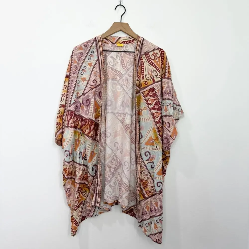Agua Bendita Cora Leva Tunic Beach Coverup Multicolor One Size ** missing tie